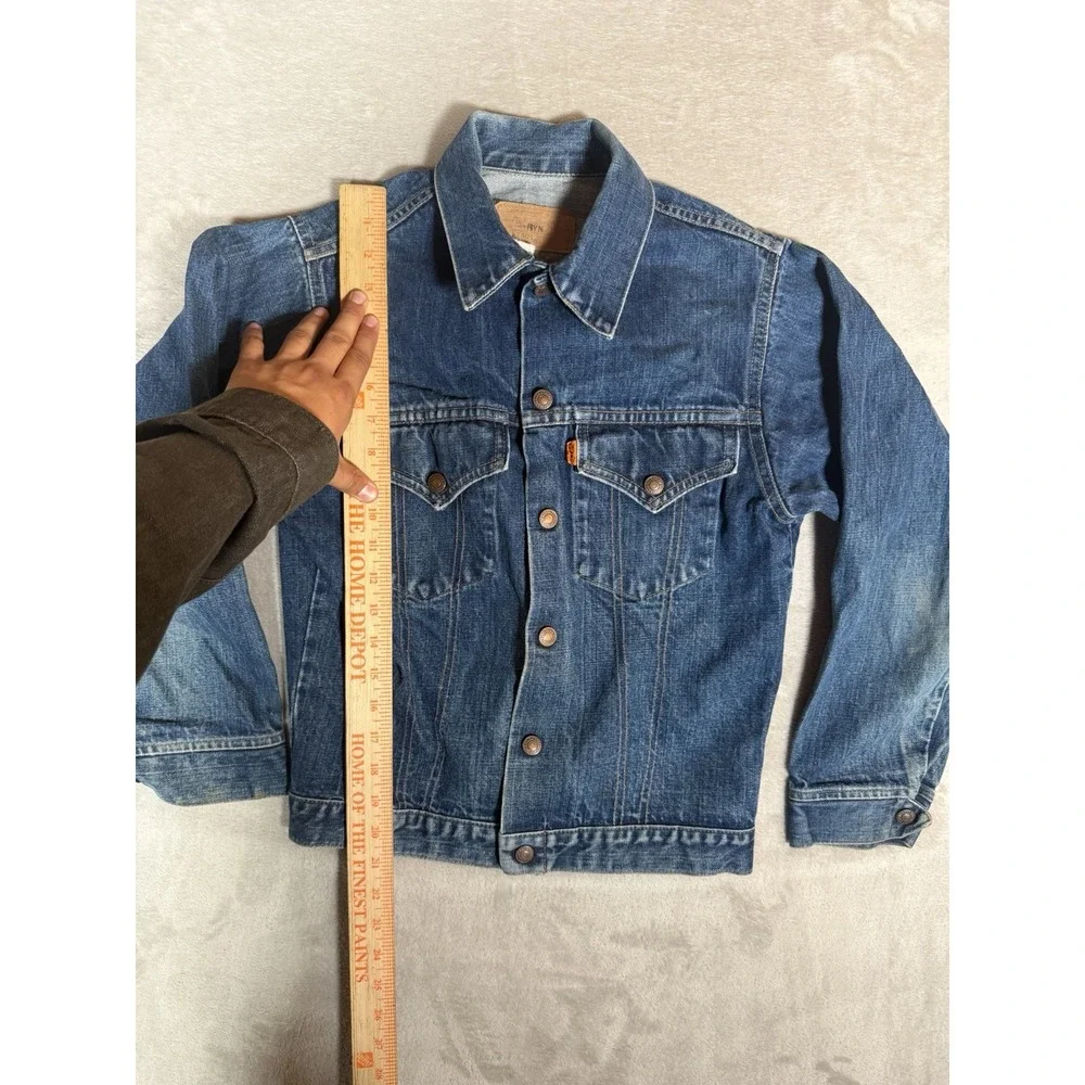 Vintage Levis Orange Tab Denim Trucker Jacket USA 70505-0217 Boys 18 Fits XS